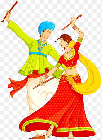 Garba dancers playing dandiya during Navratri